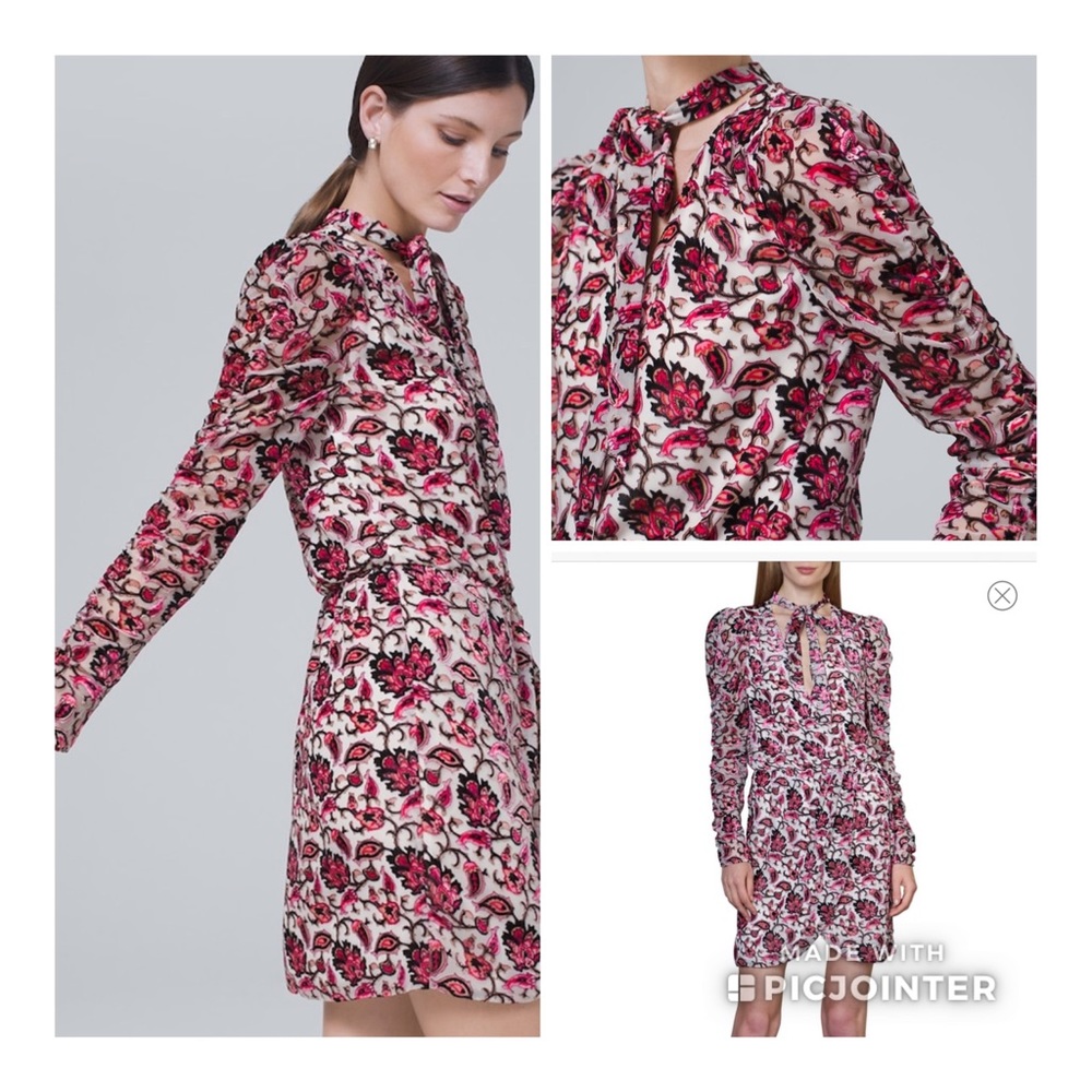 ❌NOT FOR SALE❌MONIQUE LHUILLIER Floral VelvetDress - Picture 8 of 16